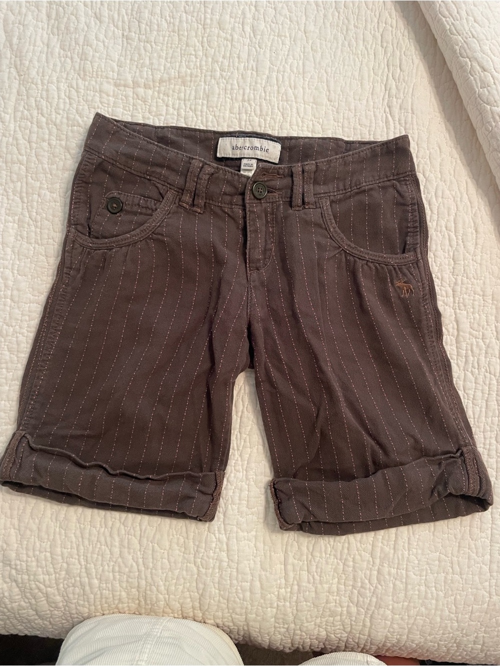 Abercrombie & Fitch Brown Pinstripe Rolled-Hem Women's Shorts